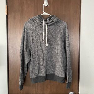 Gray Cowl Neck Hooded Sweatshirt